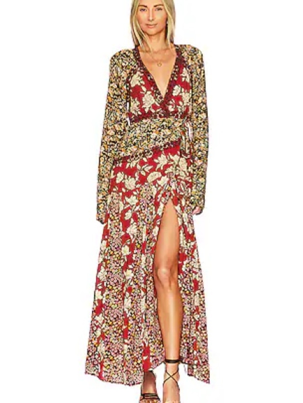 free people tilda wrap dress in neutral combo - Picture 2 of 4